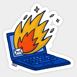 Burning Laptop Sticker